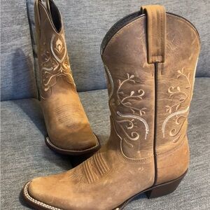 Authentic Tan Caborca Leather Cowboy Boots